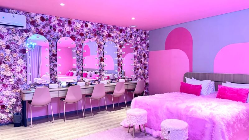 A hotel bride room prepared for a wedding