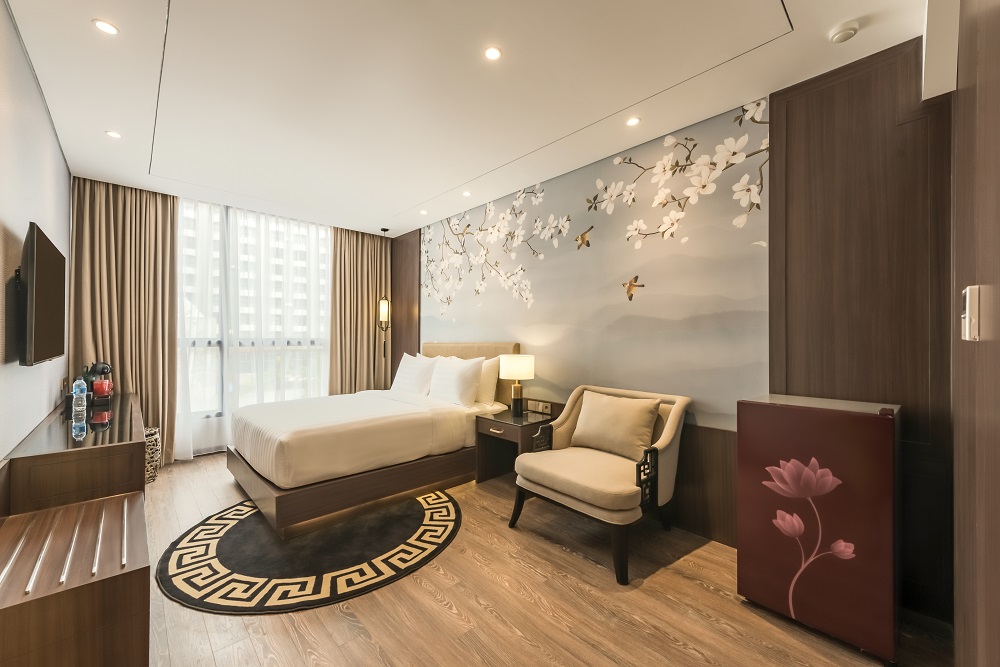 A modern executive hotel room interior