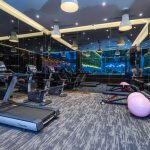 A modern fitness centre with treadmills and equipment