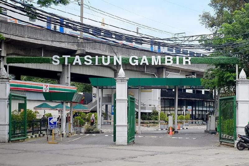 The modern facade of Gambir Train Station