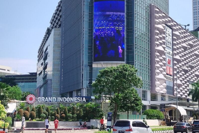 Exterior of Grand Indonesia shopping mall at night