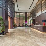 Modern hotel lobby area with comfortable seating