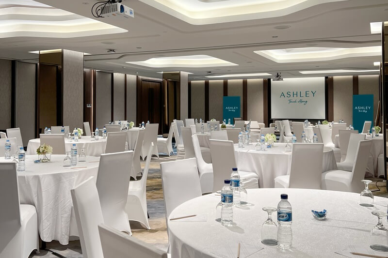 Hotel meeting room with a round table
