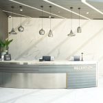 Modern reception counter at a hotel
