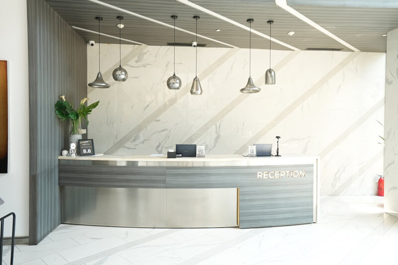 Modern reception counter at a hotel
