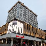Sarinah Thamrin building facade at night