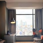 Skyline view from a modern hotel room