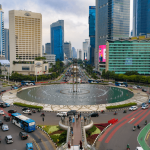 A view of the Bundaran HI roundabout and monument